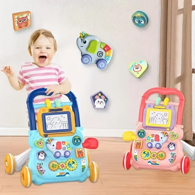 0-12 Months  Multifunction Toddler Trolley Musical Drawing Walker Exercise Hearing Learn Walk Hand Push Walker Early Educational 2
