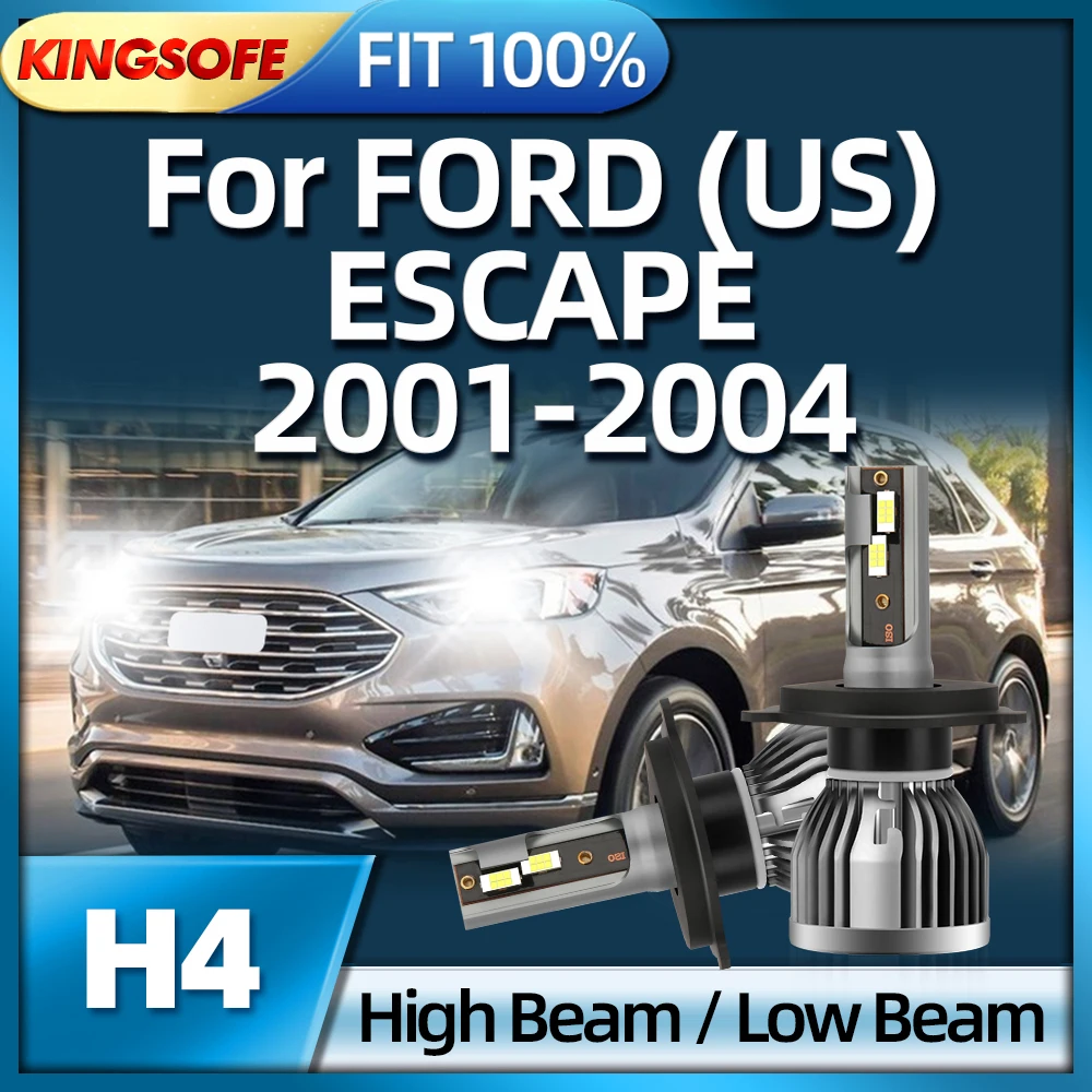 

KIONGSOFE 2Pcs/Lot 6000K H4 Car Headlight 26000LM Lamp Hi/Lo Beam For FORD (US) ESCAPE 2001 2002 2003 2004
