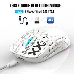 Enhanced Rechargeable RGB Bluetooth Mouse with Silent Click and USB - C Adapter (T90W - White)