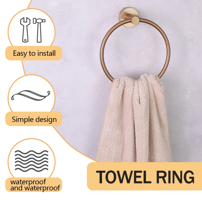 Rose Gold Robe Hook Roll Paper Holder Towel Ring Toiletbrush Holder SUS304 Towel Rack Toothbrush Soap Dish Easy Install