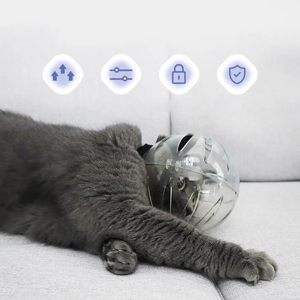 Cat Muzzle and Boots Anti Bite Cat Breathable Hood Anti-Licking Clear Reusable Helmet with Paw Cover Anti-Scratch Paw Shoes