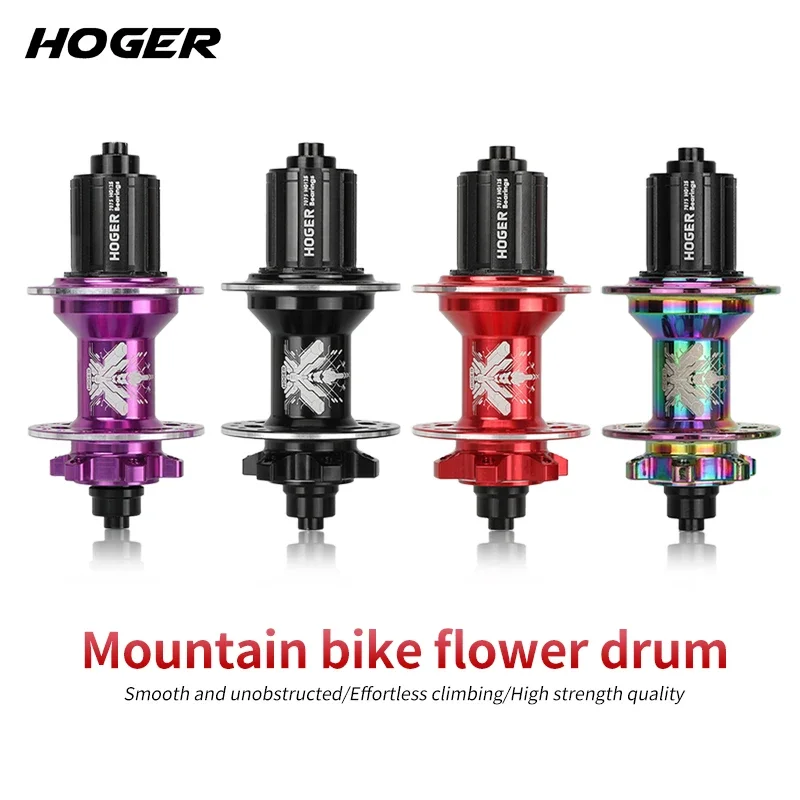 Mountain bicycle hubs HOGER MTB HUB Front Rear 32 36 Holes QR Thru-axle Exchange HG Mountain Bike Disc Brake Bicycle Hub 7-12S 120 Click Hub 6 Bearing