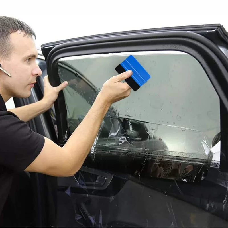 Raclette d'installation de film autocollant pour voiture, fibre de carbone en vinyle, grattoir rond avec feutre, outils d'emballage de film, 10cm, 1 pièce, 10 pièces