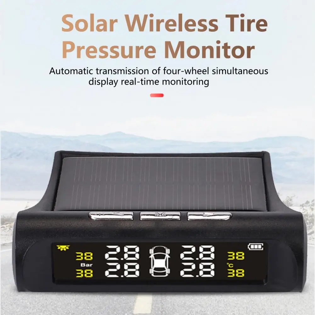 

1 Set Excellent Tire Pressure Sensor Solar Power Low Consumption Tire Pressure Detector Car Tire Pressure Alarm Monitor System