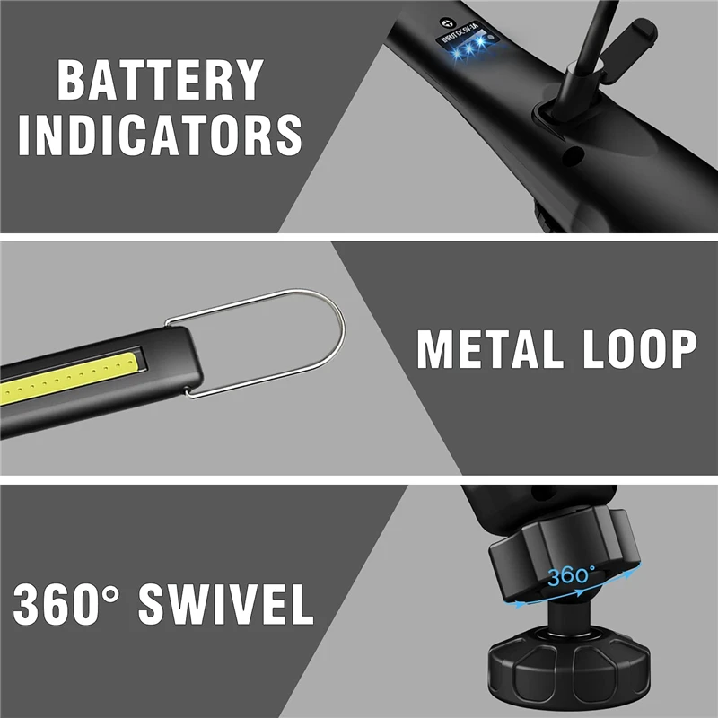LED Work Light Work Light 5000mAh Cordless Portable Magnetic COB LED Work Lamp Inspection Lights for Car Repair Home Garage Emergency