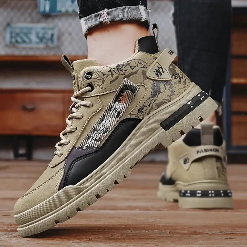 Autumn and Winter Fashion Tooling Shoes Trendy Texture Versatile Casual Shoes Comfortable Non-slip Durable Outdoor Men's Boots
