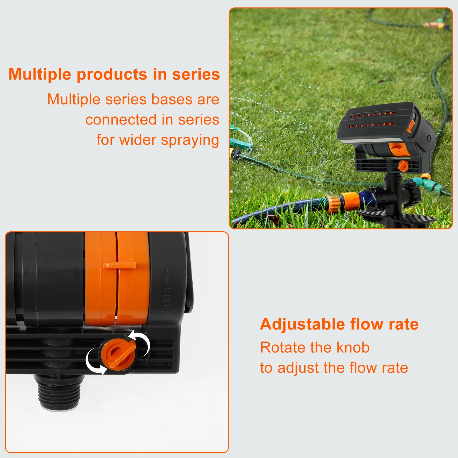 Oscillating Grass Sprinkler ABS 16 Hole Lawn Water Sprinkler with Filter Adjustable Spray Range Garden Water irrigation system