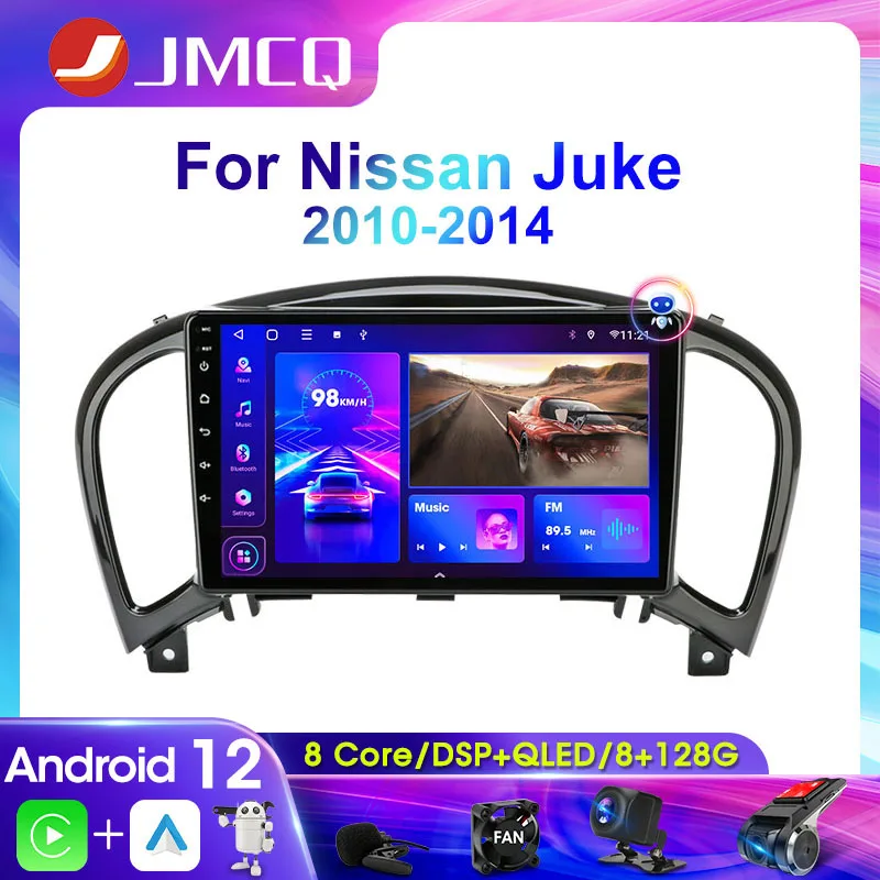 

JMCQ 9" Car Radio Multimedia Video Player For Nissan Juke YF15 2010-2014 Navigation GPS Head Unit Carplay 2Din 4G Android 12