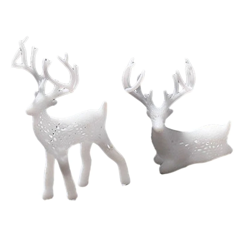 E0BF Hollow Deer Sculptures Mold Durable Silicone Molds Realistic Horses Shapes Epoxy Casting Moulds Handmade Home Decor