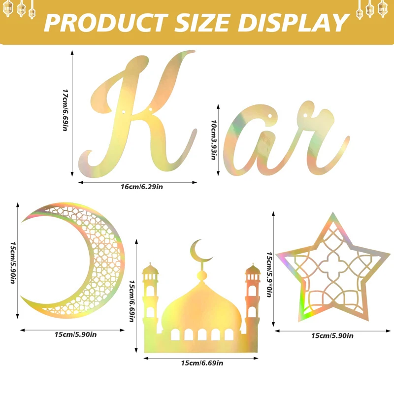 Ramadan Kareem Paper Banner Garland Gold Eid Mubarak Moon Star Hanging Ornaments Islamic Muslim Decoration for Home Party Supply