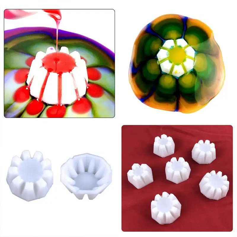 Set De 6 Tasses à Fleurs En Silicone Pour Art Fluide Et Peinture Coulée | Crépines à Fentes 5 à 10 Pour DIY Résine Et Créations Artistiques