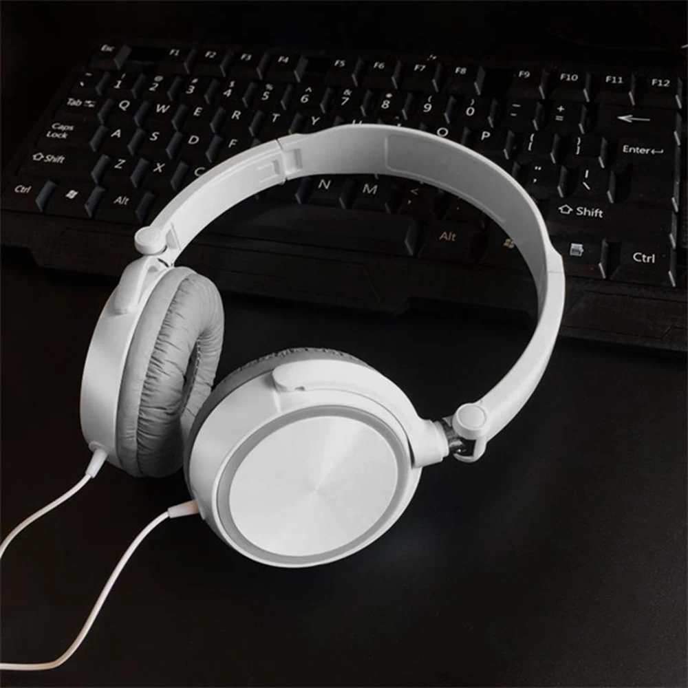 사운드 유선 헤드폰 오버 이어 헤드셋, 베이스 HiFi 사운드 음악 스테레오 이어폰, PC MP3 휴대폰용 유연한 조절식 헤드셋