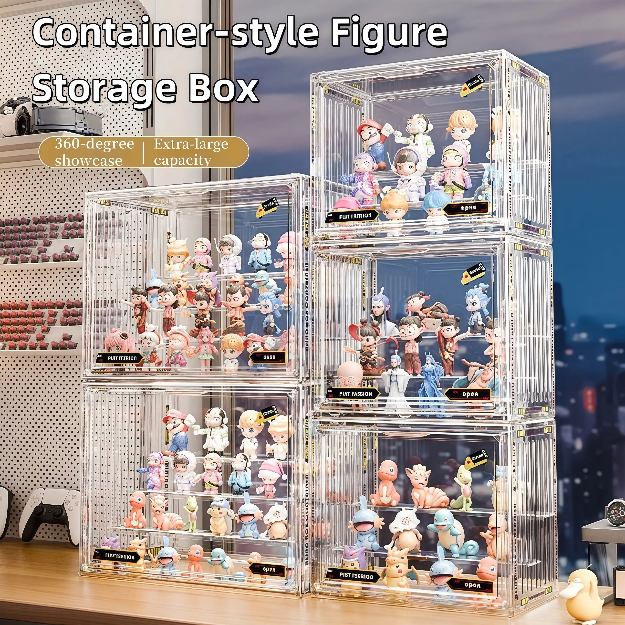 Blind-Box-Vitrine Transparent – Stapelbare Aufbewahrungsbox Für Figuren, Staubdicht, 36x8,5x12cm – Weiß