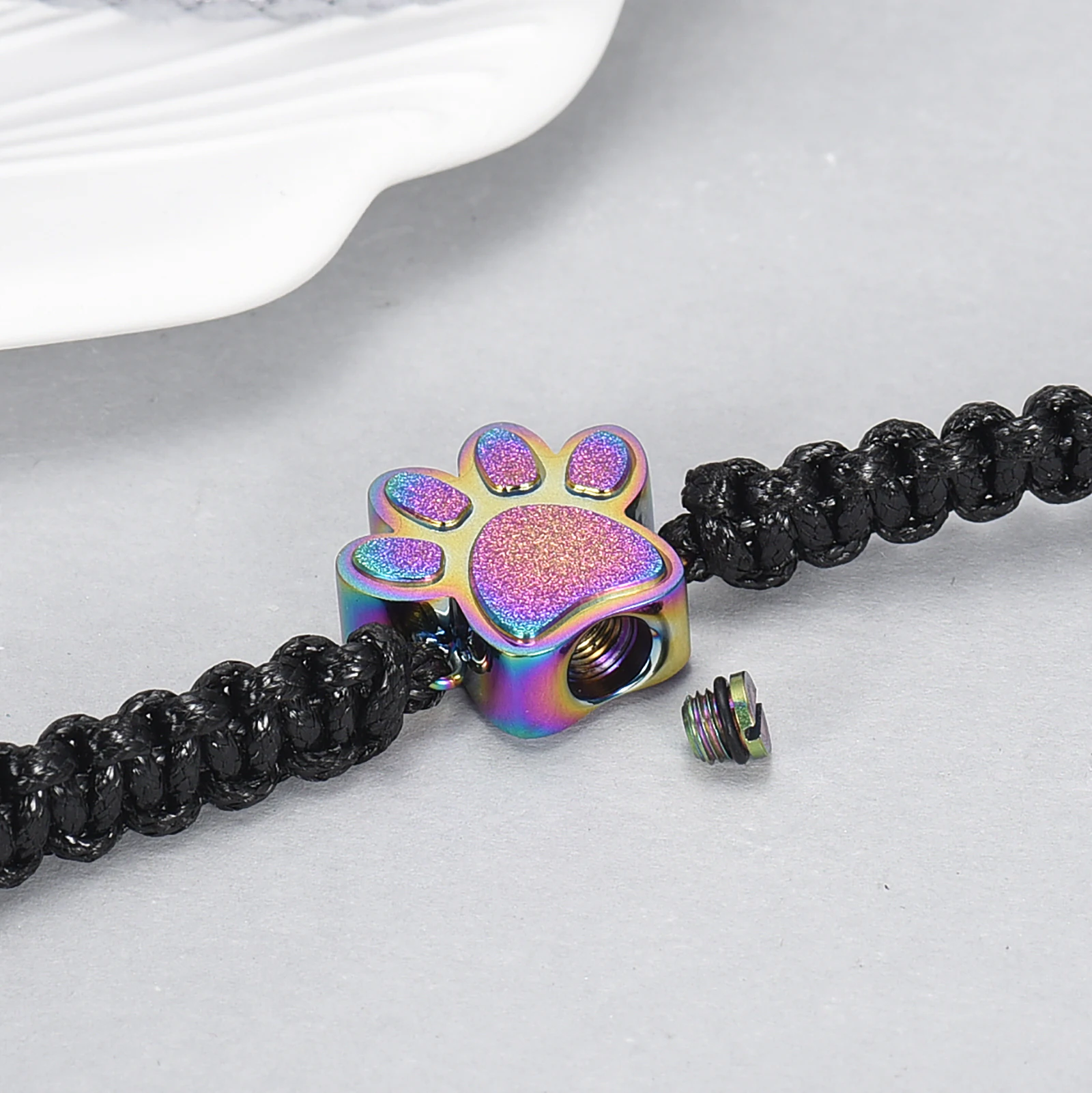 Pet Paw Cremation Urn Bracelet Small Crystal Paws Urns For Dog/Cat Ashes Memorial Jewelry Stainless Steel Adjustable Bangle 4
