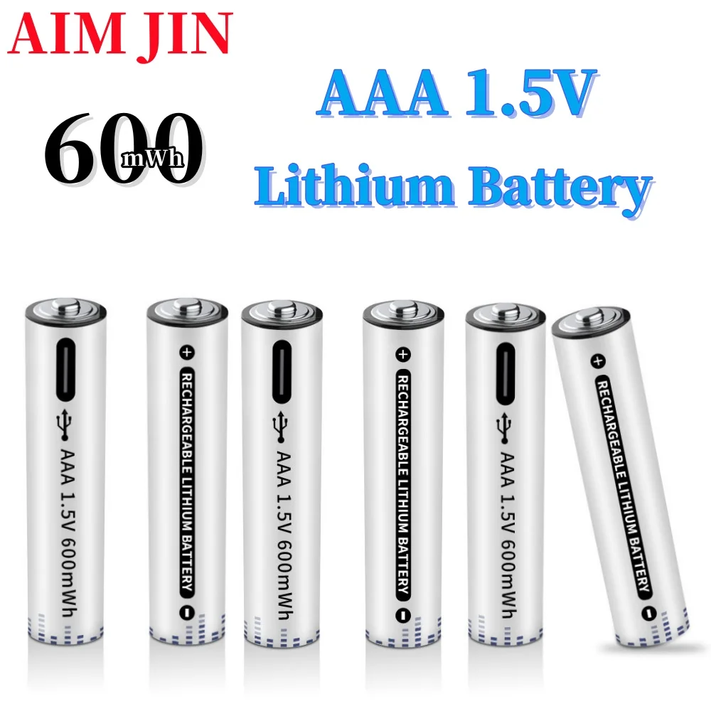 Аккумуляторная батарея AAA, USB, 1,5 в, МВт/ч, литий-ионная батарея для пульта дистанционного управления, электрическая игрушечная батарея для мыши + кабель Type-C