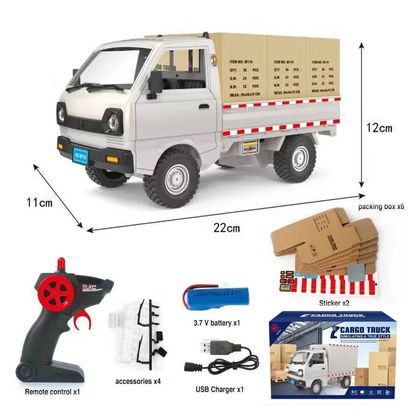 1:16 Wpl D12 Remote Control Electric Toys Rc Car Wuling Hongguang Simulation Drift Climbing Truck Led Light Cargo For Kids Gift 6