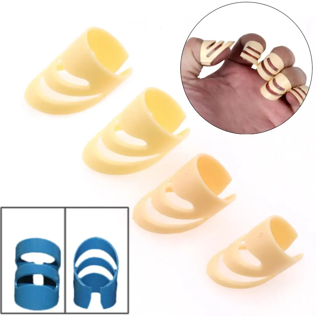 Electric Guitar Finger Nail Thumb Picks Protectors Set Beige