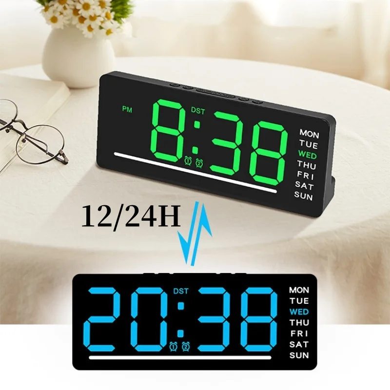 USB Powered LED Alarm Clock with Dual Alarms, Snooze Function, Adjustable Brightness, and Night Mode