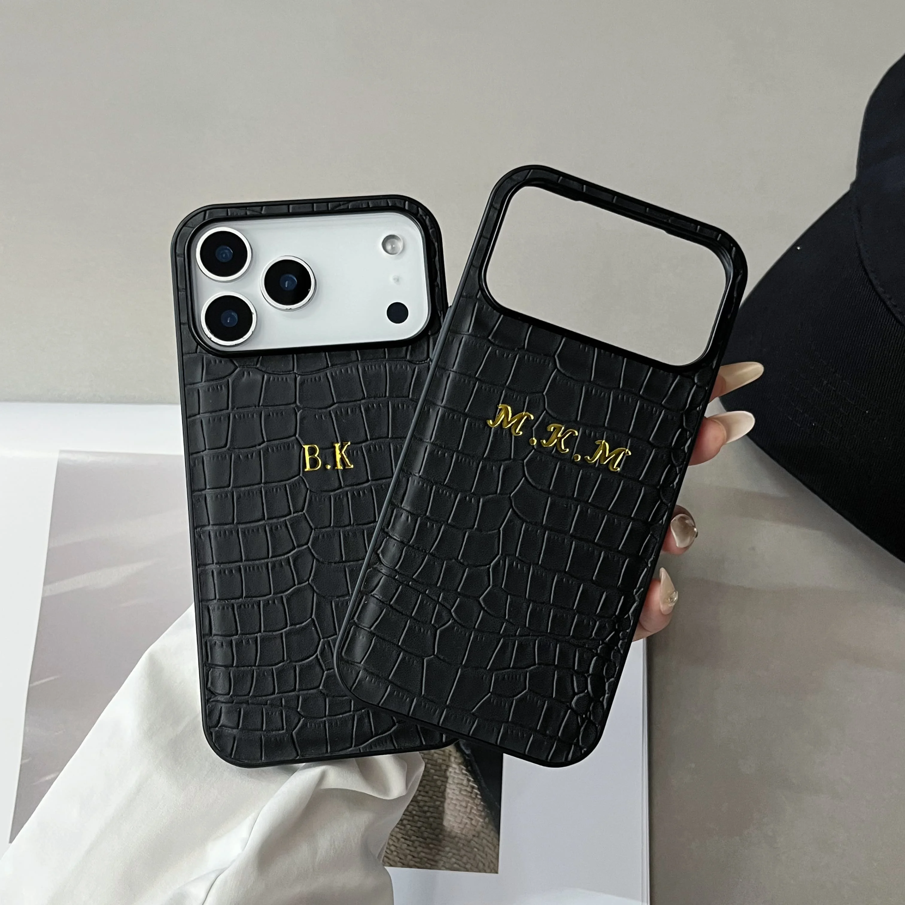 รูปสินค้า เคสหนังเทียมลายจระเข้สุดหรู คลาสสิก สำหรับ iPhone 17/16/15/14/13/12/11 Pro Max/17 Air พร้อมปั๊มฟอยล์ร้อน