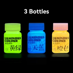 Glow In The Dark Fluorescent Acrylic Paint Set - 10 Vibrant Colors for DIY Art and Hand - Painted Graffiti Projects (3 Bottles)