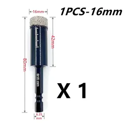 Professional Hexagonal Shank Diamond Drill Bit for Granite and Porcelain - Sharp Hole Cutter (5 - 16mm) (16mm)