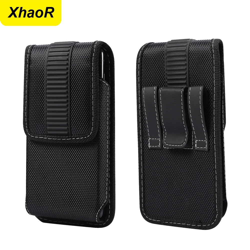Mobile Phone Waist Bag Universal For iPhone 15 14 13 12 Pro Max Samsung Xiaomi Huawei Nylon Oxford Fabric Men Belt Clip Case