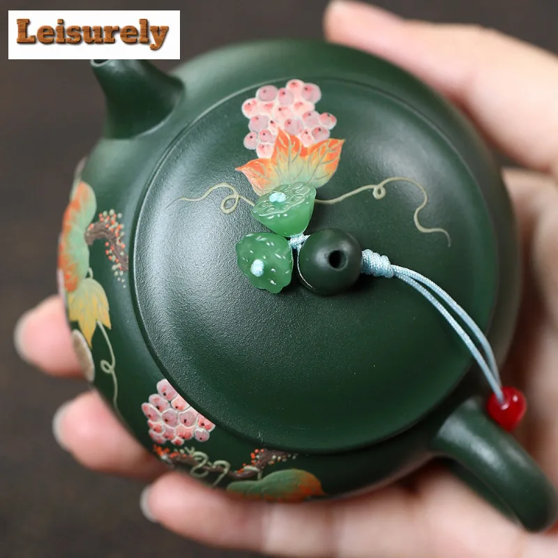 140ml Boutique Yixing Purple Clay Teapots Handmade Squirrel Grape Pot Raw Ore Green Mud Kettle Chinese Zisha Teaset Tea Services
