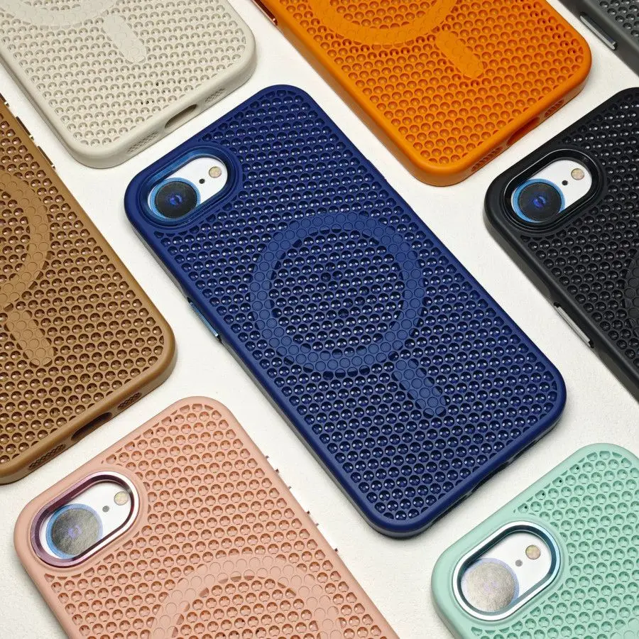 New Heat Dissipation Honeycomb Hollow Breathable PC Phone Case with Wireless Charging Compatibility