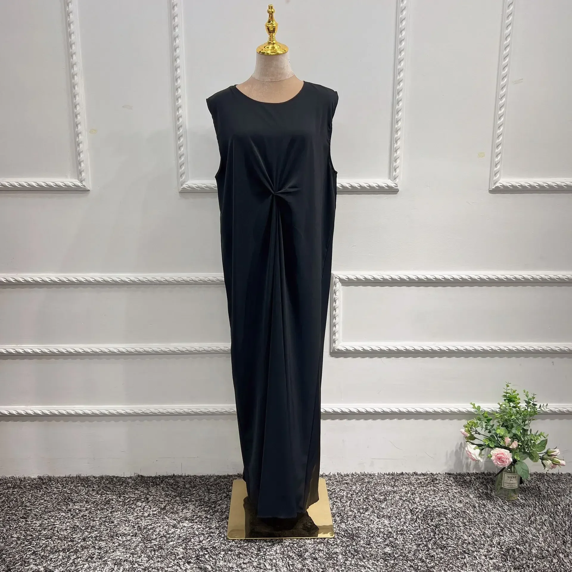 White Muslim Dress Under Abaya Islamic Clothes Inside Abayas Robe Solid Color Sleeveless Slip Inner Dresses Women Dubai Turkey
