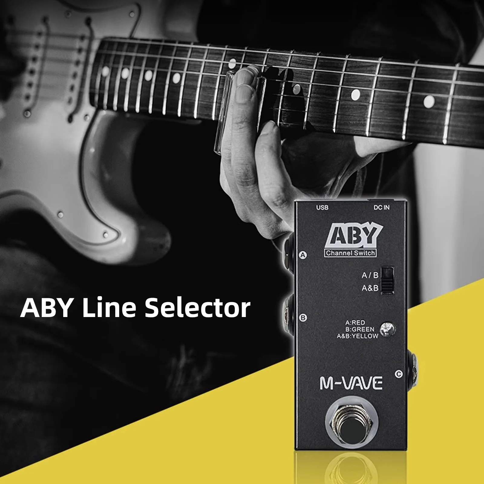 M-VAVE ABY Line Selector AB Switch Mini Guitar Effect Pedal True Bypass Guitar Bass Pedal AB Box-ABY Channel Switch