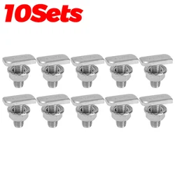 Stainless Steel T - Shape Sliding Bolt with Hex Flange Nuts (10 Sets)