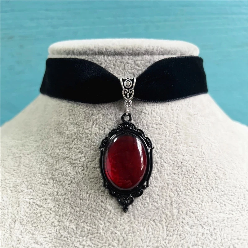 Gothic Vampire Cameo Pendant Choker Velvet Necklace For Women Fashion ...