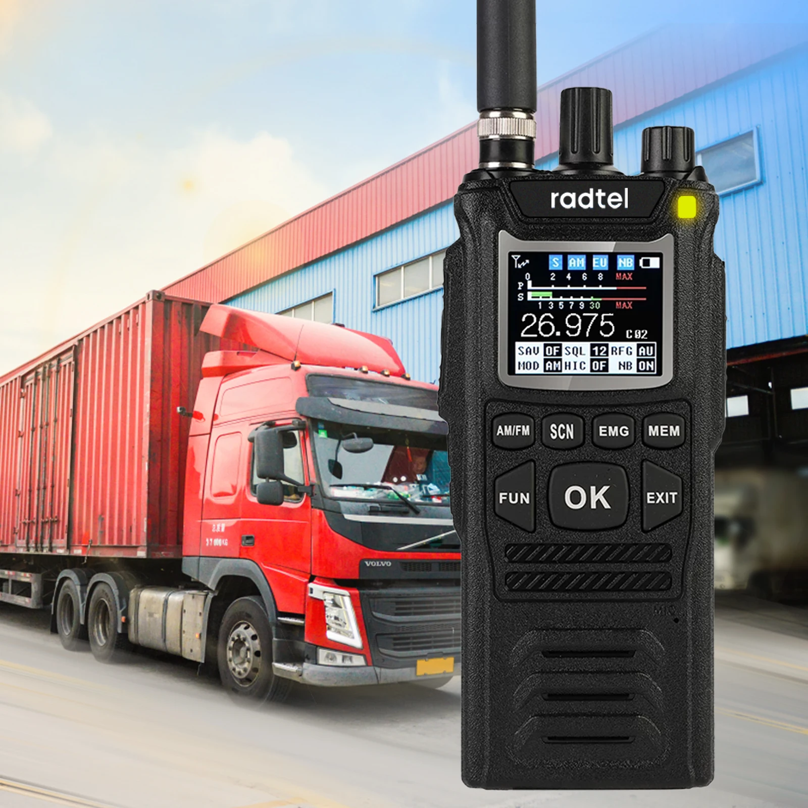 New! CB-10 Handheld Walkie Talkie 27MHz CB Radio HAM Transceiver 4W 12V AM/FM CB channels 26-27MHz 4100hAm Battery for truck 5