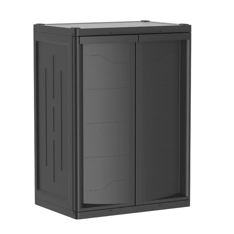 

Hyper Tough Plastic Garage Cabinet 2 Shelf 18.5Dx25.47Wx35.43"H, Model HT-2SHLF-CAB, Black Matte Finish