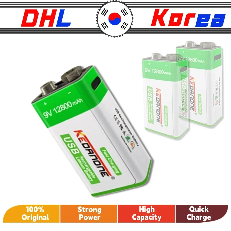 

USB 9V Battery 12.8Ah li-ion Rechargeable battery Micro USB Battery 9v lithium for Multimeter Microphone Toy USB charging cable