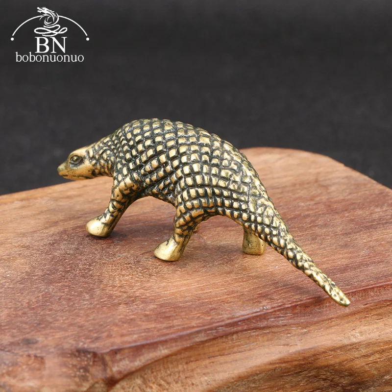 Solid Brass Pangolin Figurines Miniatures Desk Ornaments Tea Pet Crafts Retro Small Animal Statue Children Toy Gifts Home Decor room decor statues