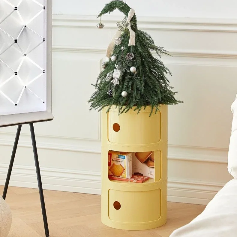 Creative Modular Bedside Table Round Large-capacity Storage Bedside Small Cabinet Bedroom Simple Storage Narrow Side Cabinet Nightstands Set