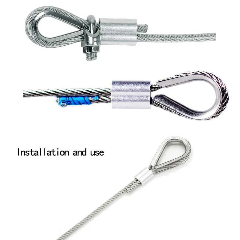 Full Size 304 Stainless Steel Wire Rope Protective Sleeve Cable Thimbles Clamps Hasps Rigging Fasteners Chicken Heart Ring jewelry box hasps,buckle clamp