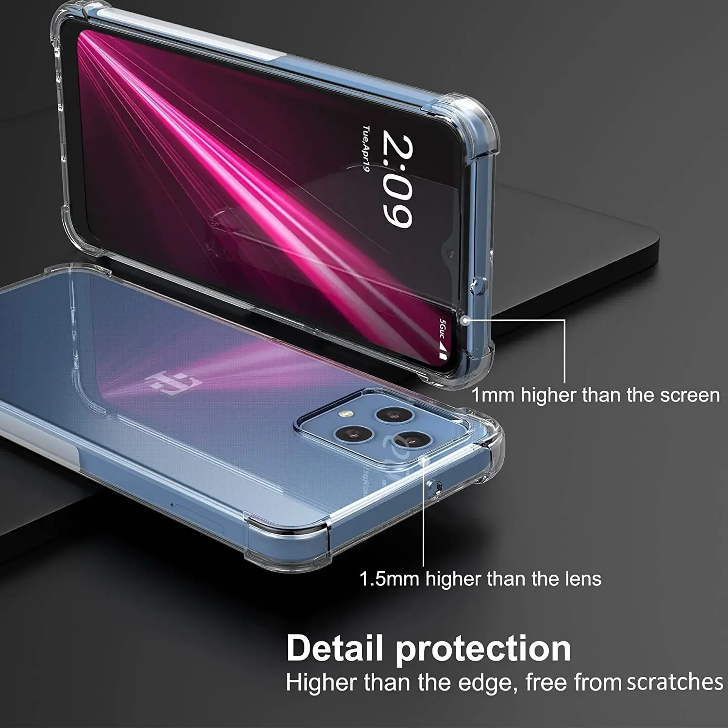 Phone Case Phone Protector Cover Soft TPU Transparent Phone Case TCL T-Mobile Revvl 7 6x 6 Pro T Phone 2 5G Shockproof Airbag Protective Cover