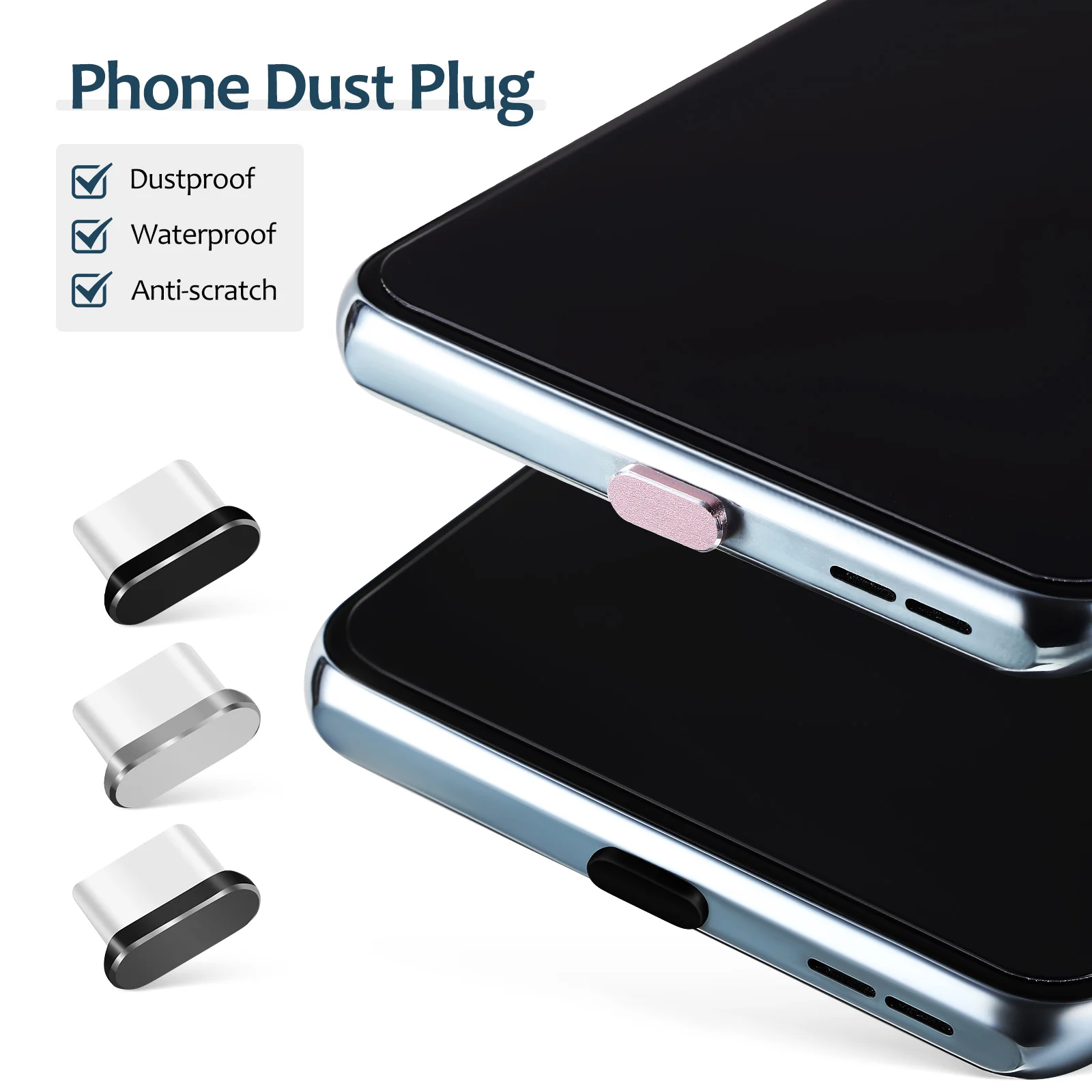 USB C 먼지 플러그 C타입 먼지 커버, 휴대폰 포트 캡 보호대, 대부분의 C타입 휴대폰과 호환 가능