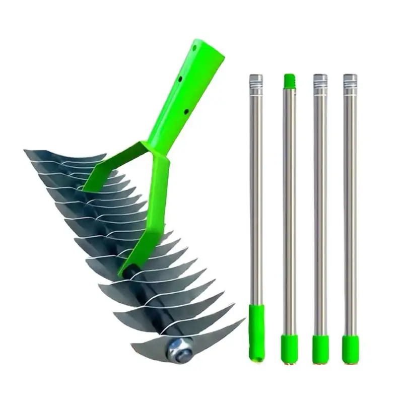 Stainless Steel Thatch Rake Thatching Cleaner Rake Easy To Assemble Gardening Tool Garden Soil Rake Lawn Grass Rake for Garden