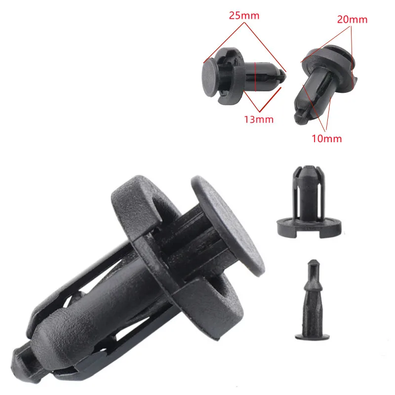 20PCS 10mm Hole Car Door Bumper Fender Plastic Push Rivets Trim Black