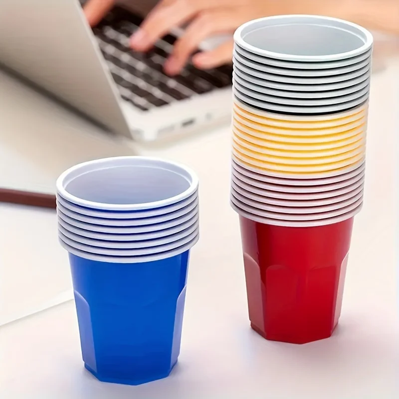 200ml Rainbow Colored Plastic Cups Sturdy Disposable Party Cups Multifunctional Beverage Cups 100pcs plastic cups