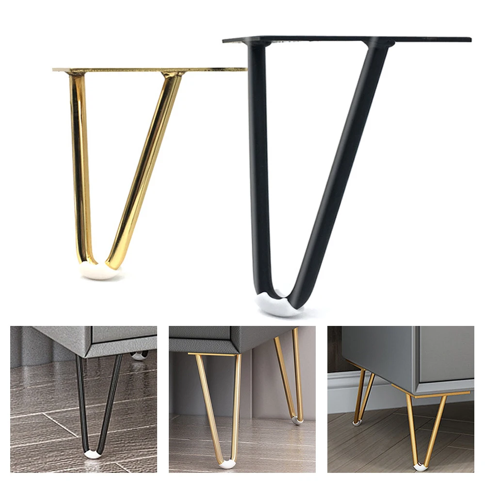 Description Picture 3 of item4pcs Furniture Legs Metal Black Gold Replacement Sofa Foot TV Chair Bathroom Cabinet Leg Iron Hairpin Coffee Table Feet Hardware