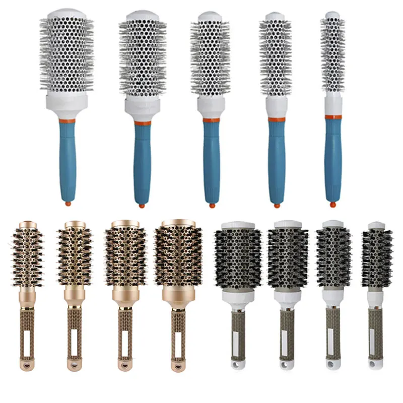 Ceramic Round Hair Comb Brush With Boar Bristle Mix Nylon Styling Tools Ceramics Ion Hair Brush Professional Hairdressing miniature detail paint brush set professional fine miniature professional tiny paints brush set nylon hair brush sets detail