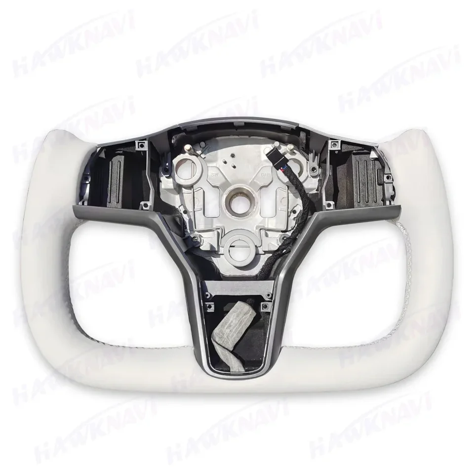 テスラモデル3 y,ヨークハンドル,変更されたレースレザー,白と黒の加熱