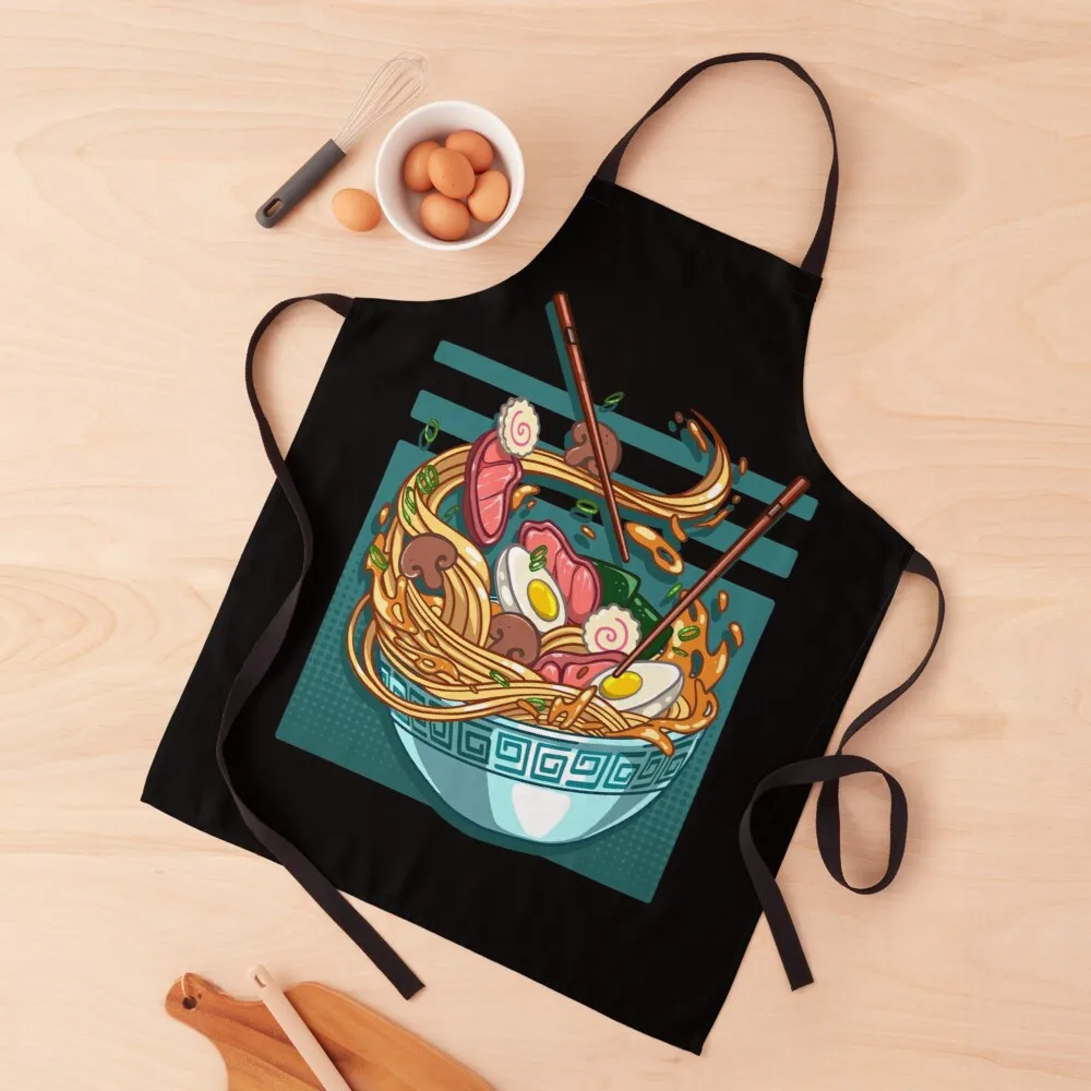 

The delicious falling Japanese ramen bowl Apron cute kitchen