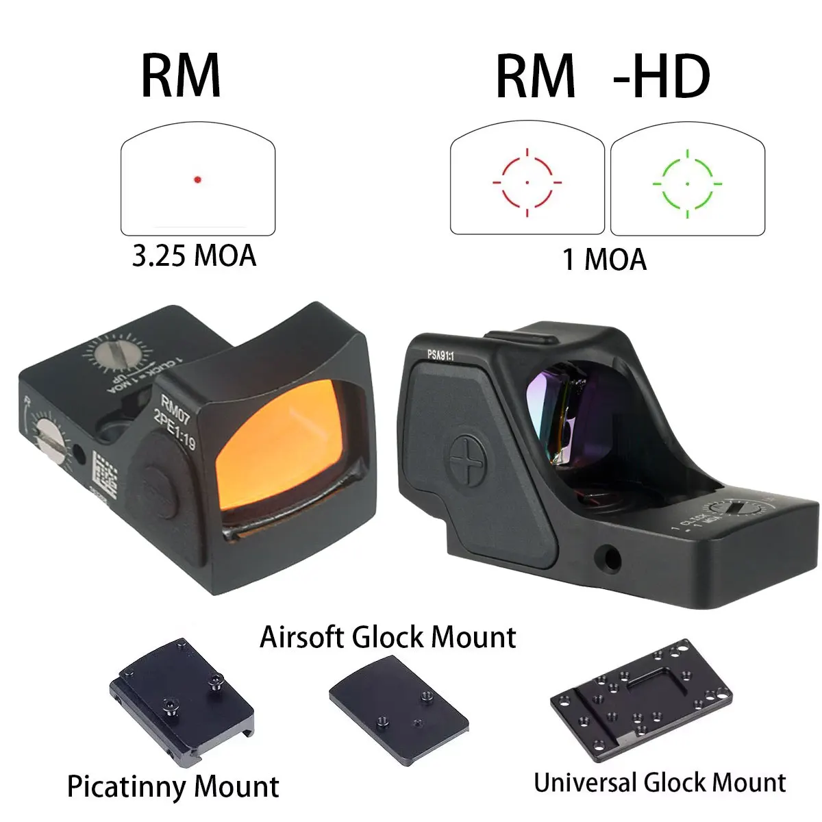Táctico TRIJICON RMR HD 1 punto rojo verde mira Vism montaje pistola ...