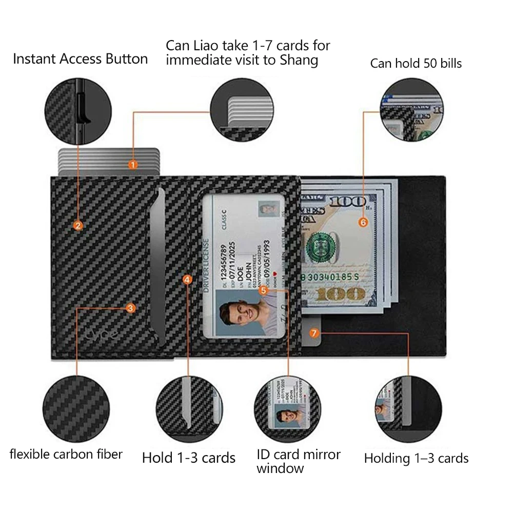 Sleek RFID-Blocking Pop-Up Card Holder Wallet with Magnetic Closure