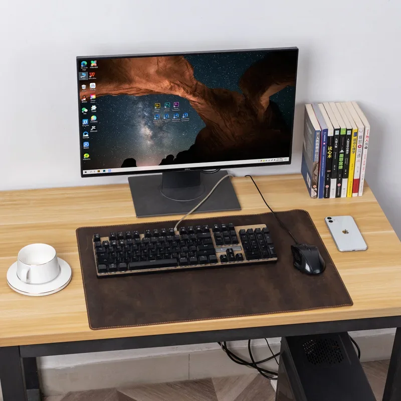 Crazy Horse Leather Desk Laptop Mat for Office